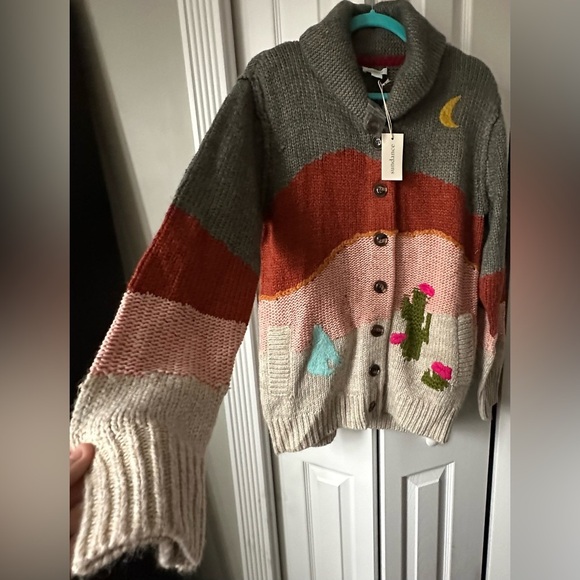 ‼️RARE‼️🎸Sundance🎸🔥NWT🔥Desert Evening Multicolor Button-Up Collared Cardigan - Picture 3 of 14